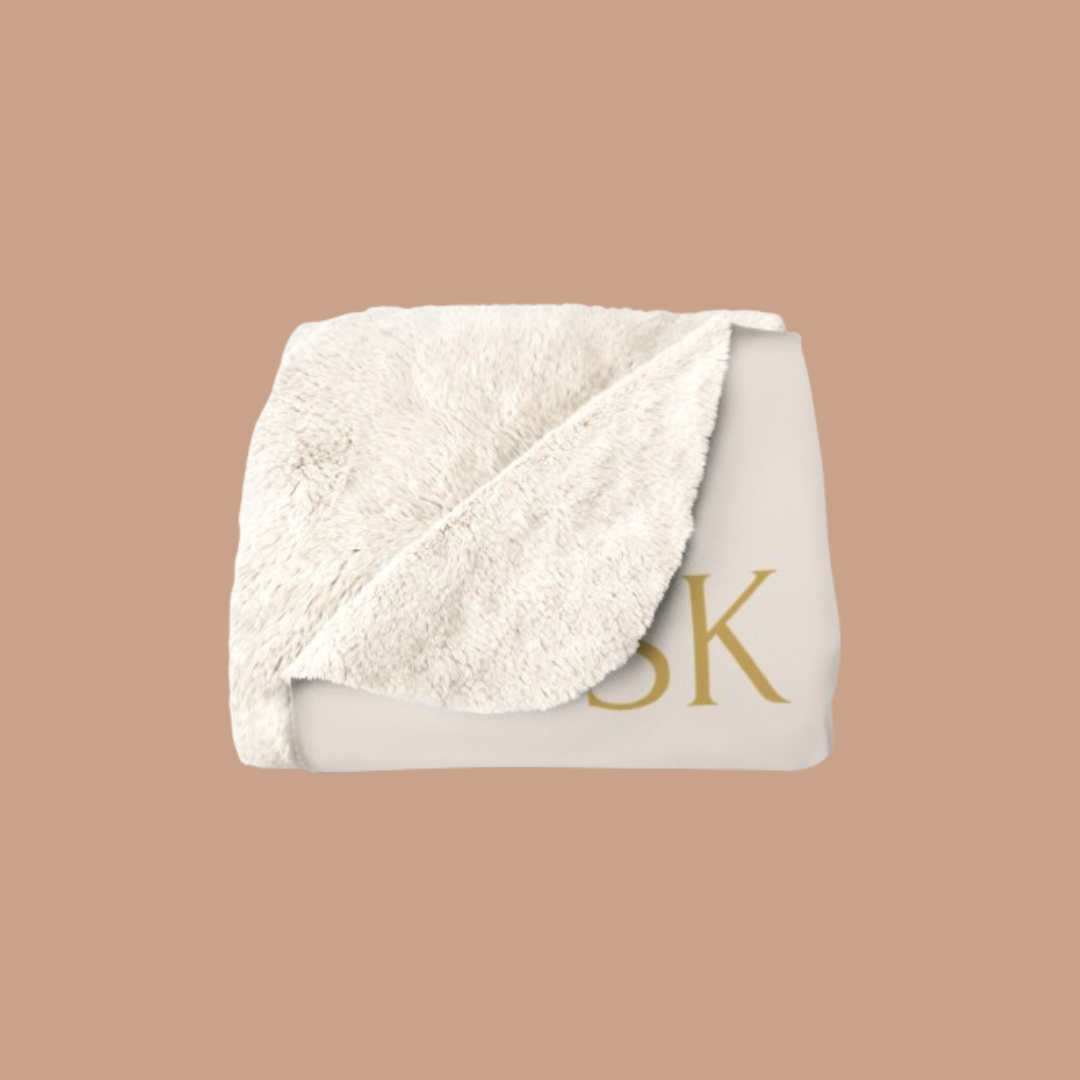 Plaid Ivoire sherpa -Snoukinou- " Doux est l'endroit où tu m'aimes !"