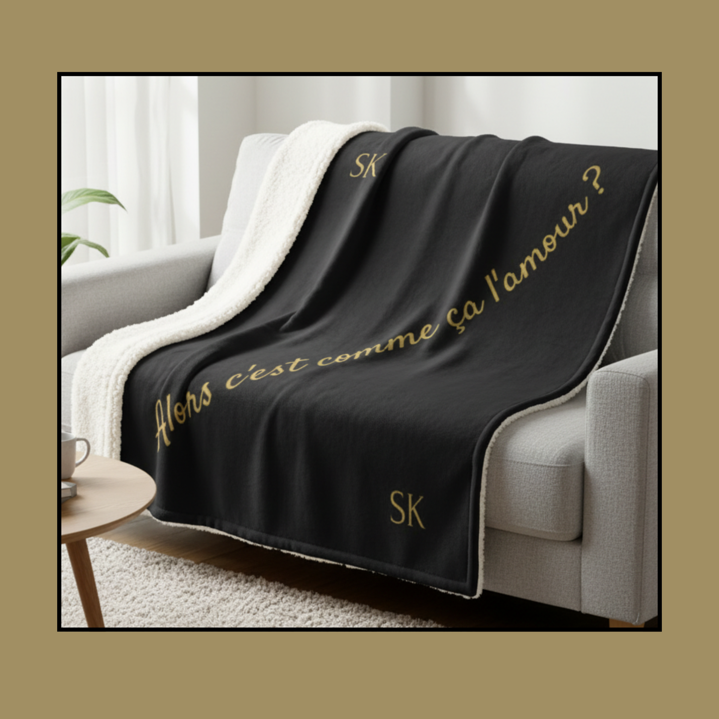 Plaid noir chic Sherpa-Snoukinou-" Alors c'est comme ça l'amour ?"