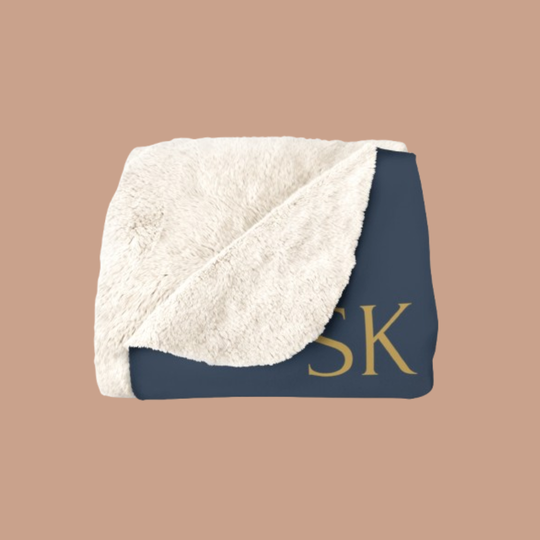 Plaid bleu  nuit Sherpa -Snoukinou- "Alors c'est comme ça l'amour?"