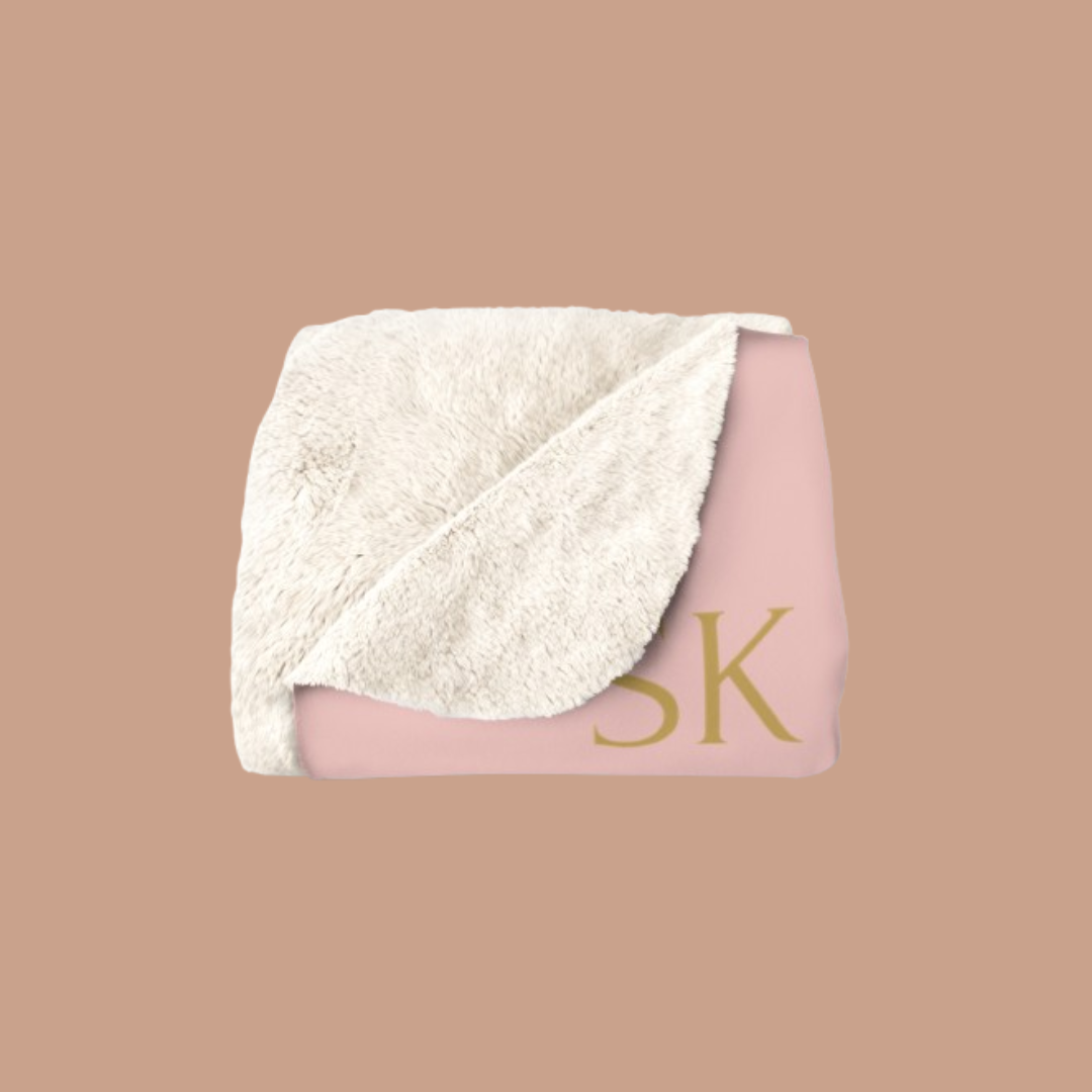 Plaid  rose poudré Sherpa -Snoukinou- "Alors c'est comme ça l'amour ?"