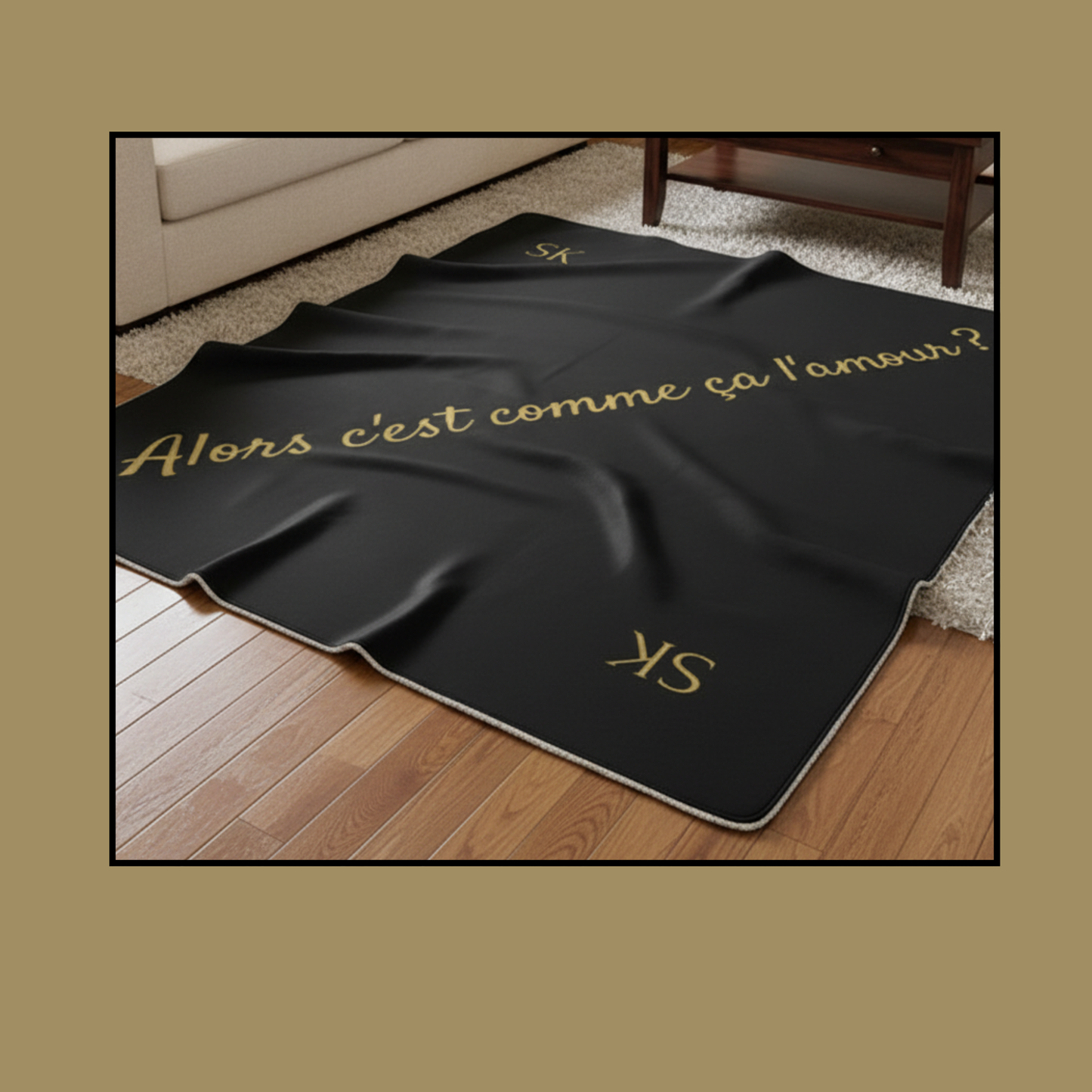 Plaid noir chic Sherpa-Snoukinou-" Alors c'est comme ça l'amour ?"