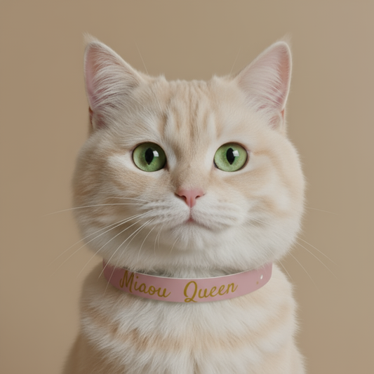 Collier pour chatte -Miaou Queen Rose poudré vintage Premium