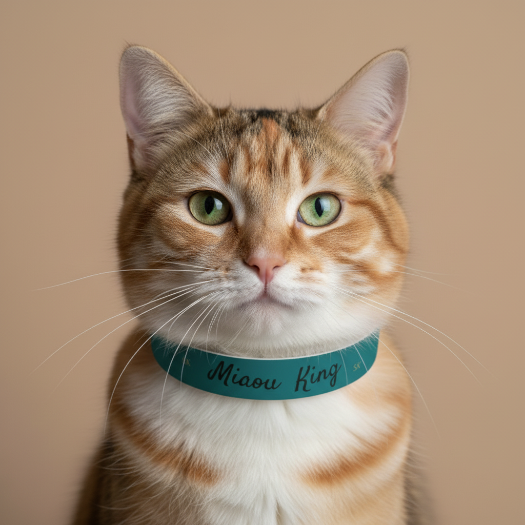 Collier pour chat-Miaou King- Bleu Cyan chic Premium Snoukinou
