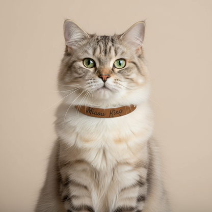 Collier pour chat-Miaou King Marron chic Premium