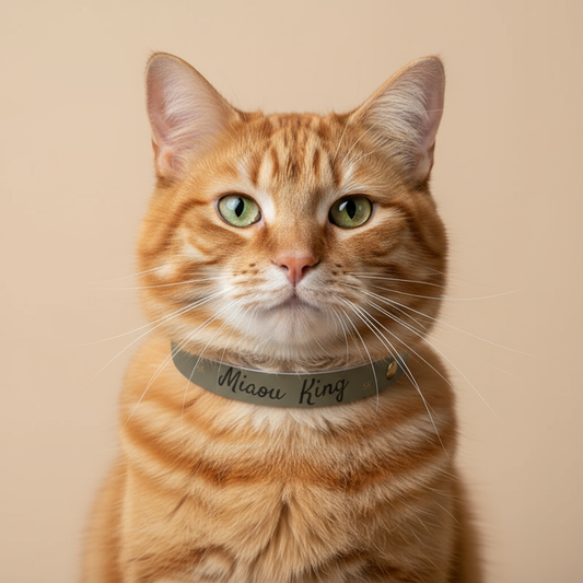 Collier pour chat-Miaou King  Gris Coeur   chic Premium