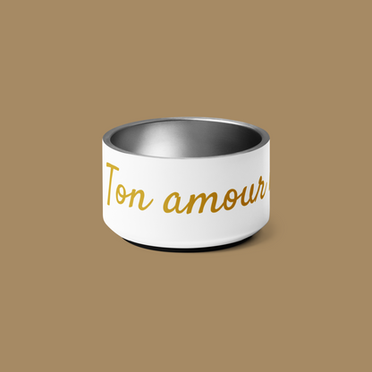 Gamelle Premium Inox Chien et Chat - Ton amour me nourrit  (Edition limitée, Or)