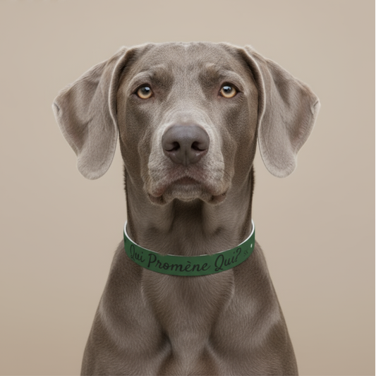 Collier pour chien-Qui promène qui?-Vert Premium Snoukinou