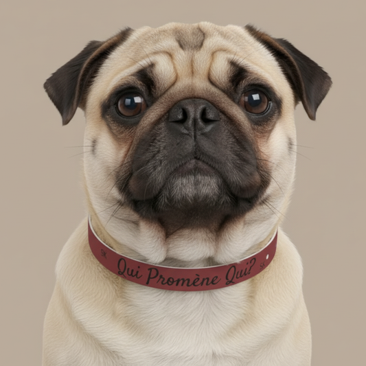 Collier pour chien-Qui promène qui?-Rouge Premium Snoukinou